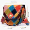 Johnature Genuine Leather Color Splicing Women Bag Vintage Soft Cowhide Versatile Plaid Shoulder & Crossbody Bags