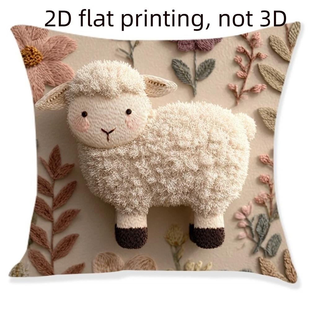 Cartoon Bunny Cushion Cover Animal Print Pillow Towel Easter Pillow Cover  Sofa Cushion Style C