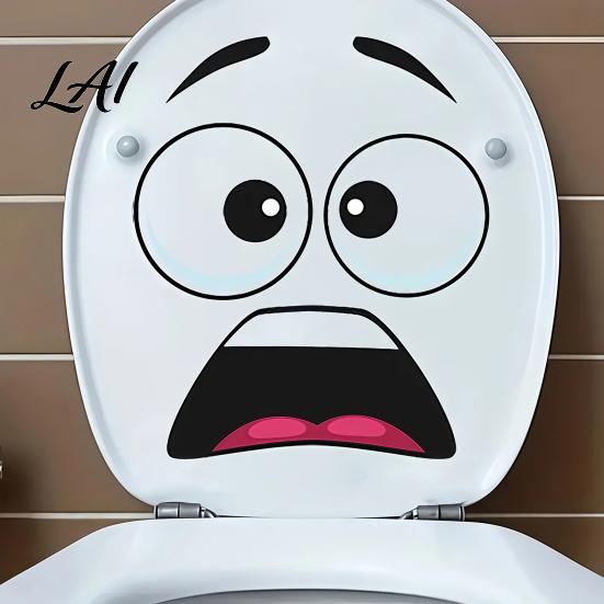 Fun Gift for New Home Funny Big Mouth Meme Toilet Stickers Self-Adhesive Toilets Cover Lid Vinyl Cartoon Face Decor Decals Seat Stickers Bathroom