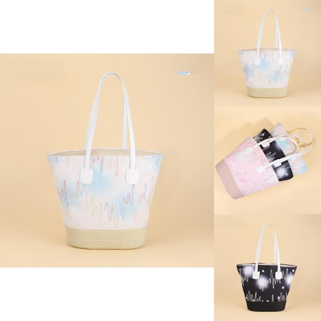 Casual Woven Straw Bucket Bag With Large Capacity For Daily Use