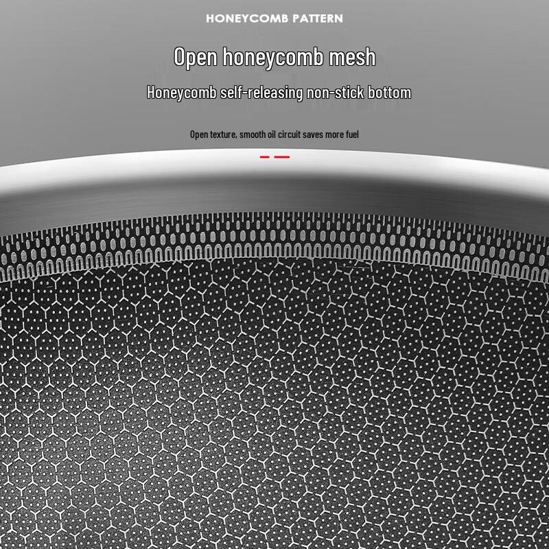 ASD 304 Stainless Steel Honeycomb Non-stick Wok