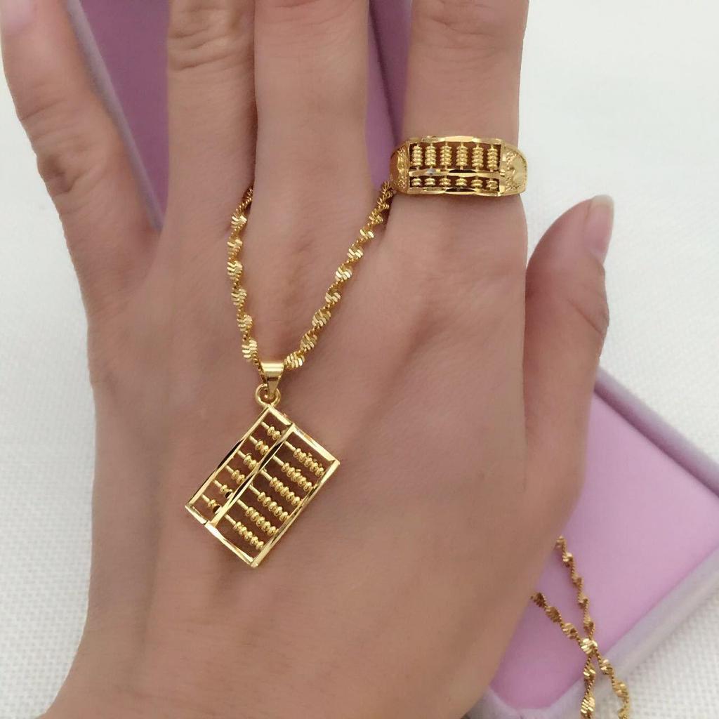 Ruyi Gold Plated Abacus Necklace Pendant - Copper Jewelry Gift