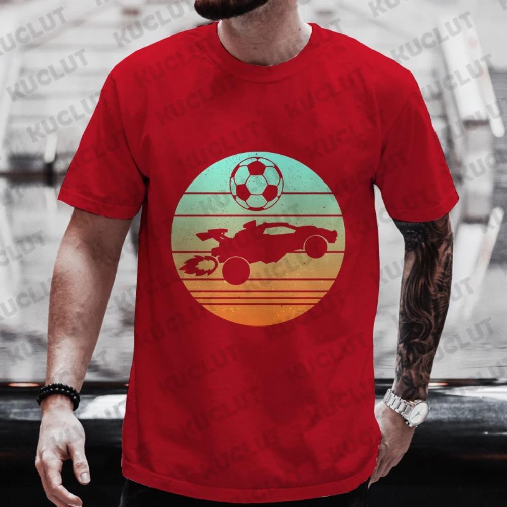 Men's T-shirt Casual Vintage Rocket Soccer Car Gamer Print Tshirts Summer O-neck T Shirt for Men Short Sleeve T-shirt Male Tops