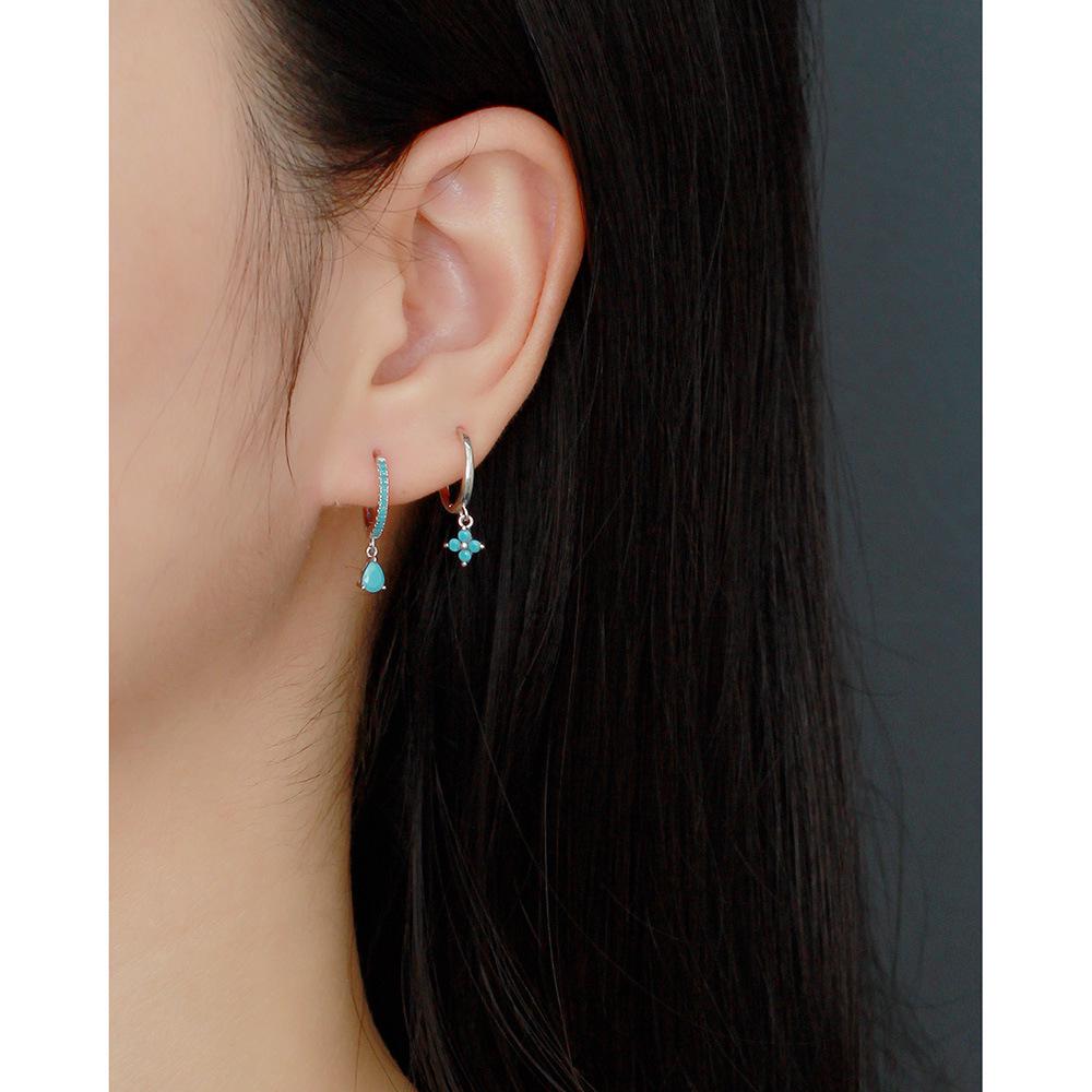 Elegant S925 Silver Turquoise Butterfly Studs & Four-Leaf Clover Earrings for Women