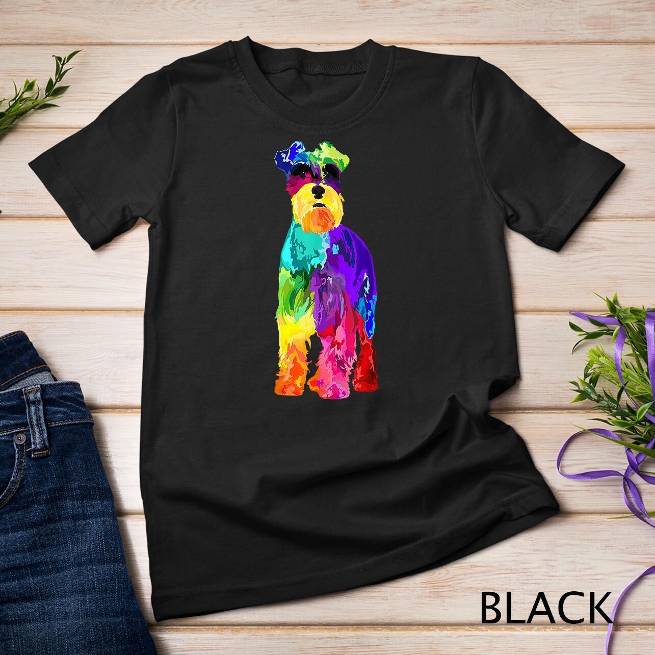 Dog Lover Mini Schnauzer Colorful Miniature Schnauzer Gifts Unisex T-Shirt Mens Womens Tees Top 4XL