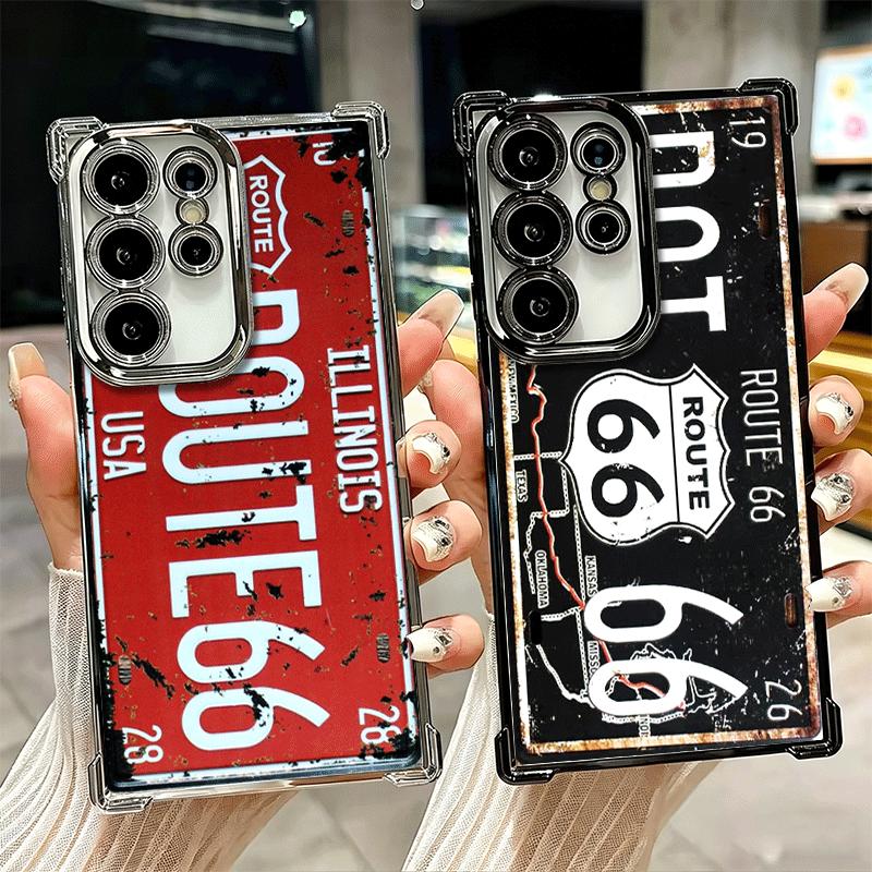 Retro Vintage License Plate Soft Phone Case For Samsung Galaxy S26 Ultra S25 Edge S24 FE S23 Plus S22 S21 + S20 Plating Anti-Fal