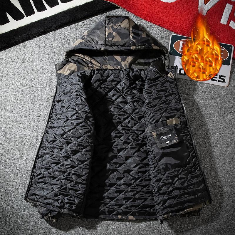 Autumn and Winter Plus Size Cotton Jacket Men's Hooded Loose Cotton Jacket Camouflage Cotton Jacket Jacket