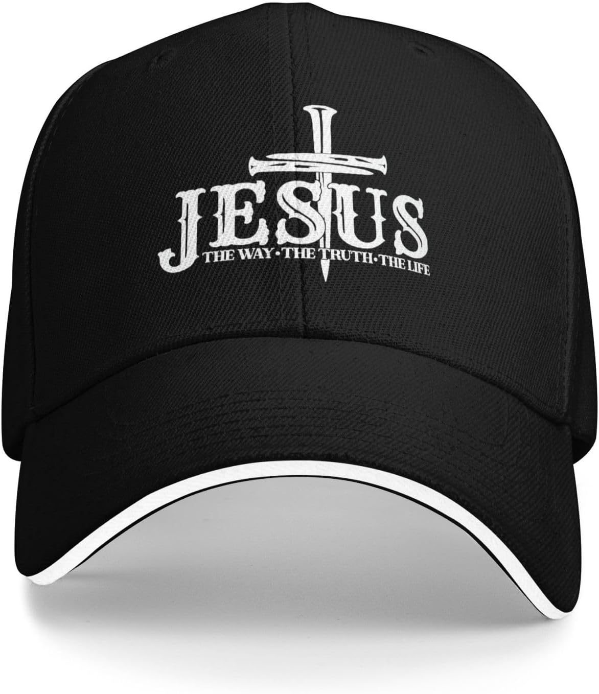 Jesus The Way The Truth The Life Cross Christian Baseball Cap Polyester Adjustable Casual Sports Hat One Size