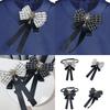 Vintage Plaids Ribbon Bowknot Brooch Pin Rhinestones Bowtie for Women Shirt Jabot Collar Pretied Necktie Clip Neckpiece