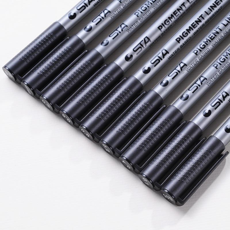 1 PC Porous-Point Pens Pigment Liner Micron Ink Marker Pen Different Tip Black Fineliner Sketching Pens Art Supplies