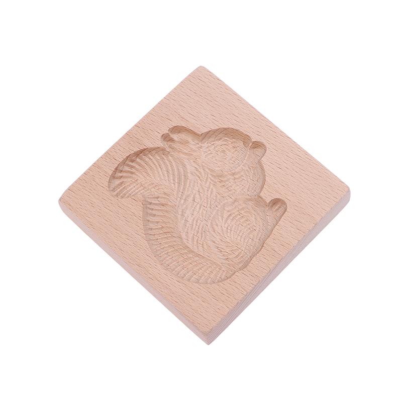 

1Pc Wood Cookie Mold, Animals Patterns 3D Carved Embossed Biscuit Cutter Moulds Hedgehog Horse Owl Squirrel Rabbit Squirrel