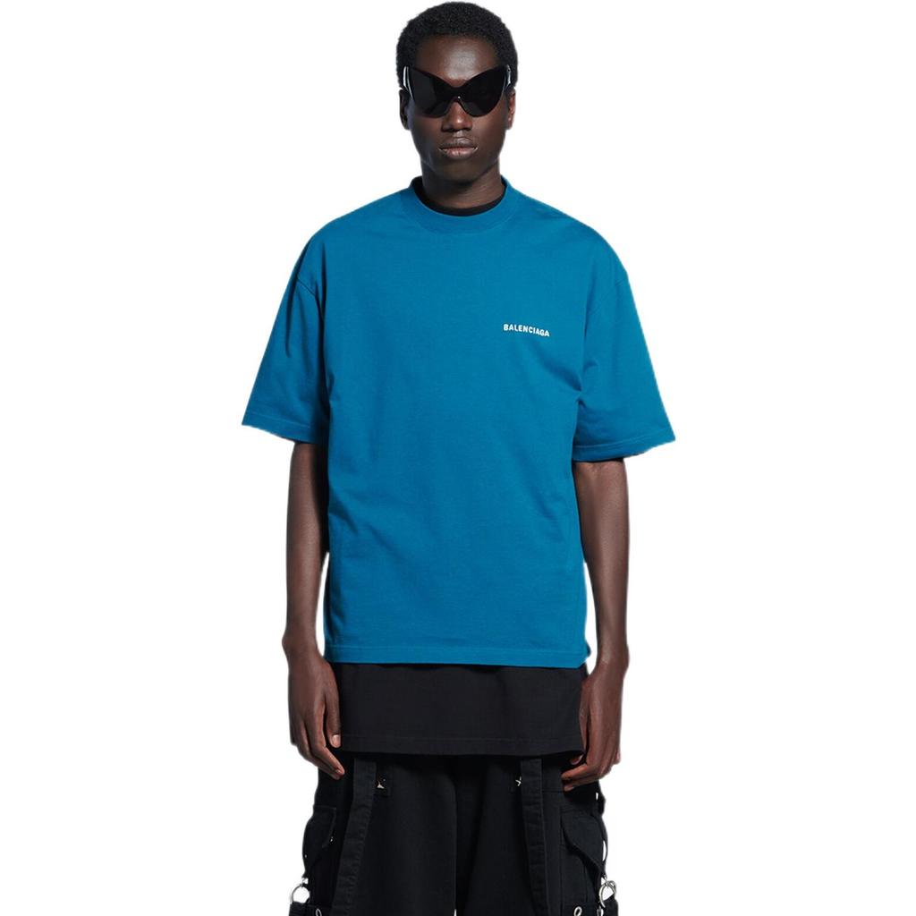 Balenciaga T Shirt, Loose Fit Men's Azure Blue 612966TLVB99567