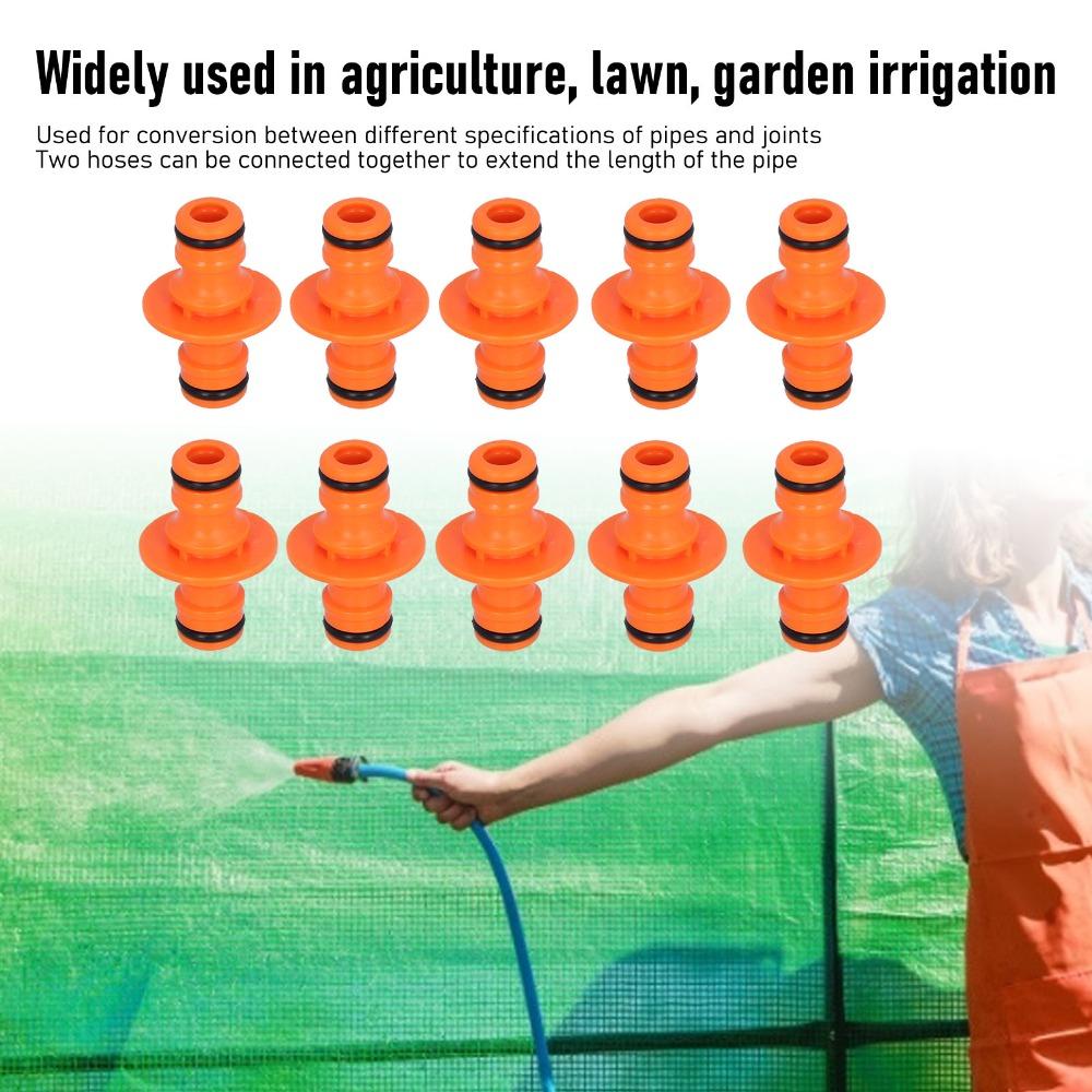 10Pcs Orange Hose Nipple Quick Connect 2‑Way Hose Nipple Irrigation Supplies Greenhouse Watering
