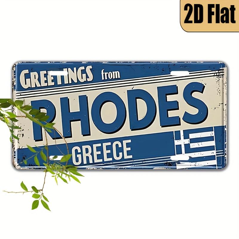 pc D FLAT for Decoration Only Retro Style Aluminum License Plate Rhodes Greece Theme Decorative License Plate 15x30cm(5.9x7.8inch)