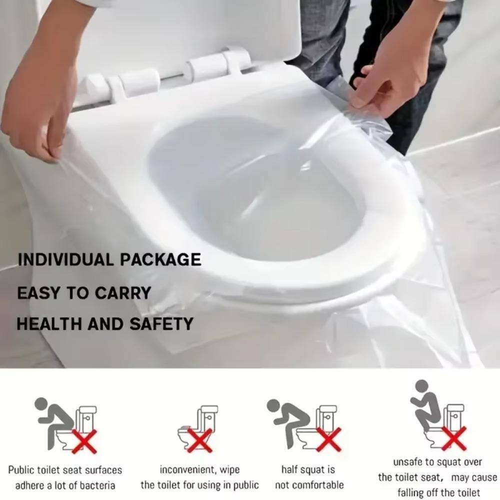 50Pcs Waterproof Disposable Toilet Seat Cover Plastic Toilet Seat Protector Toilet Seat Mat  Travel