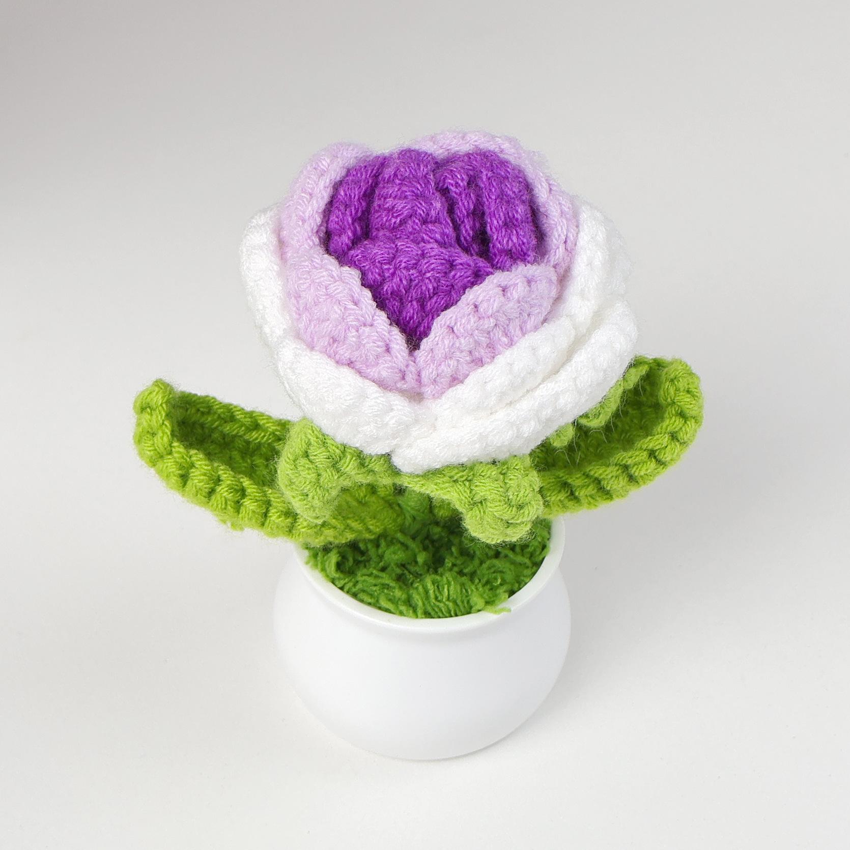 

Crochet Flowers Sunflower Artificial Crochet Potted Desk Accessorie Office Accessorie Wedding Decor Teacher s Day Gift Girasol as show