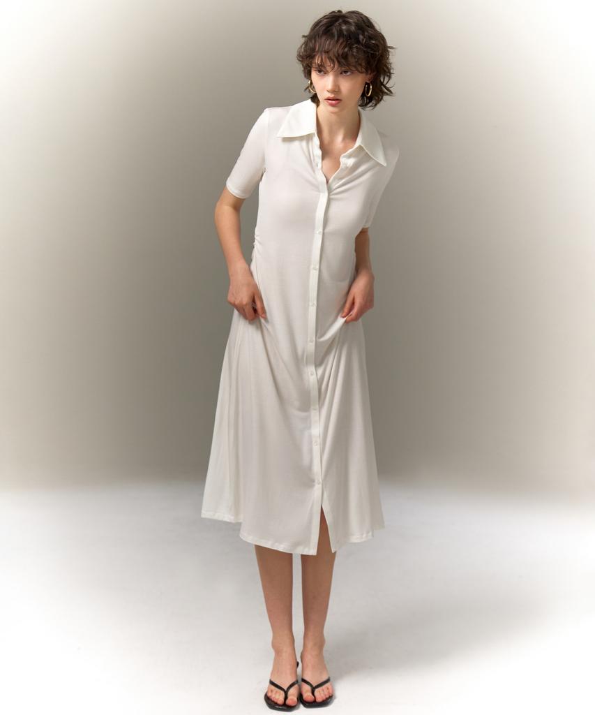 Retour Deux Vingt Quatre Cole Button-Up Midi Dress (White)