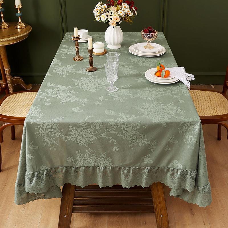 Floral Lace Tablecloth, White Polyester, Square Shape, Embroidered Table Decor for Living Room, Bedroom, Christmas, Kitchen & Dining Room