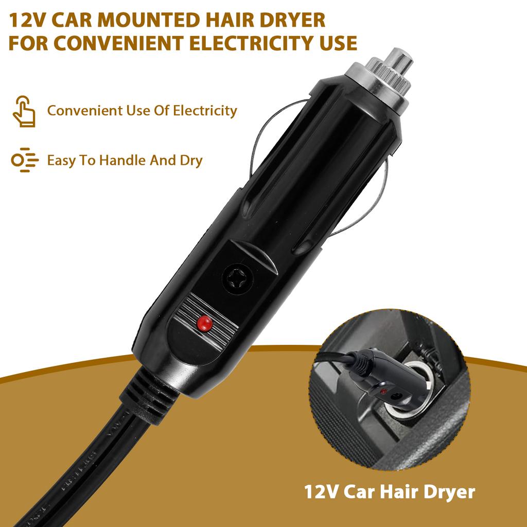 12V Car Styling Hair Dryer 2 Speed Car Hair Blow Dryer with Foldable Handle Compact Car Hair Dryer Available Hot and Cold Wind