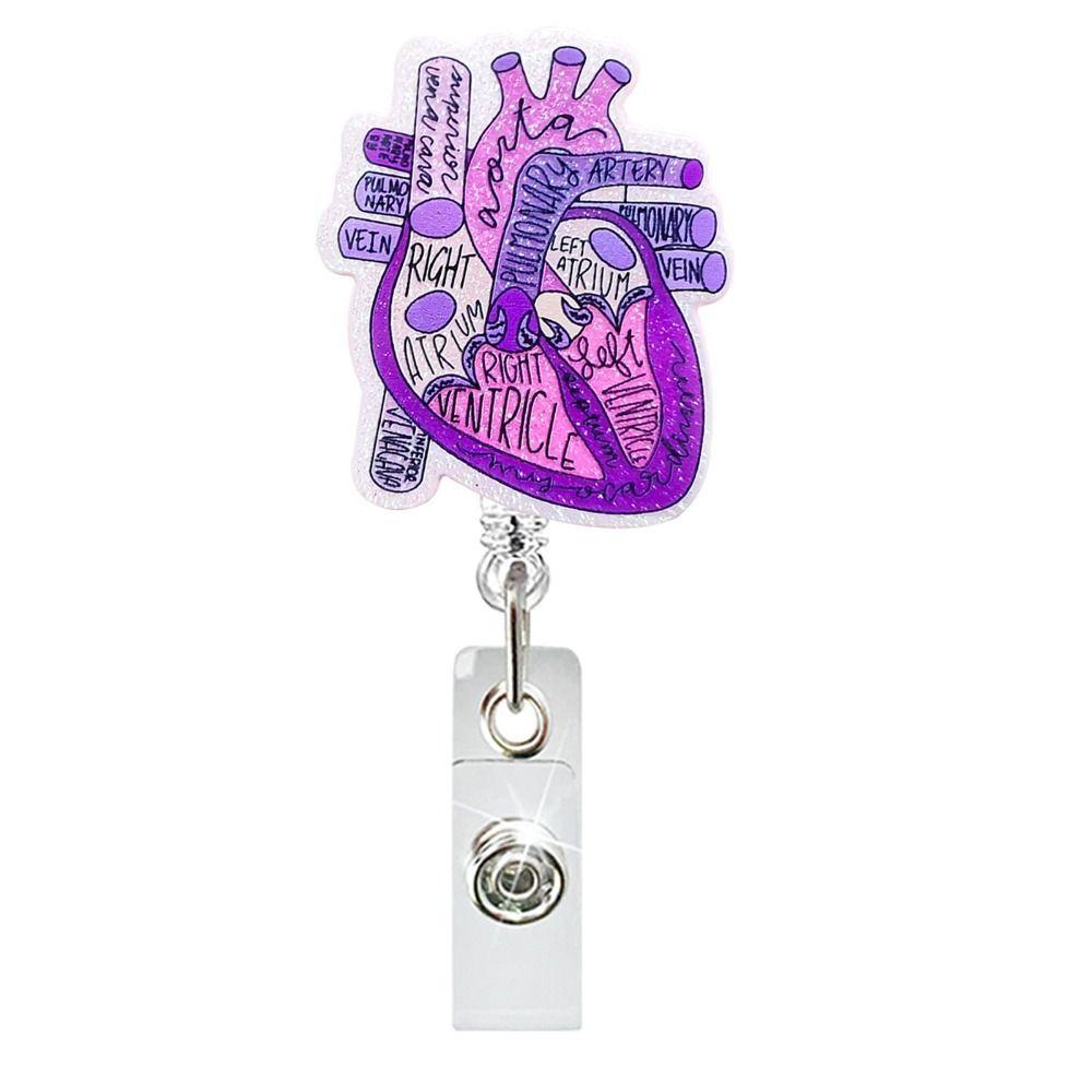 

New Acrylic Heart Badge Reel Work Accessor Badge Reel Acrylic Nurse Badge Clip Heart Retractable Badge Clip фиолетовый