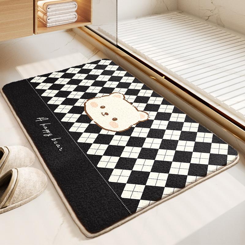 

VIKAMA Faux Cashmere Bathroom Floor Mats Bedroom Floor Anti-slip Dirty Resistant Cloakroom Floor Mats Home Decoration 40X60CM(1.3X2FT