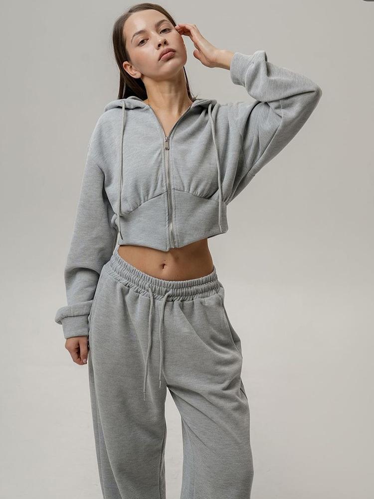 2026 New Fall Women's Casual Tracksuit Long Sleeve Zip Up Hoodie Drawstring Pants 2 Piece Set Athletic Lounge Wear