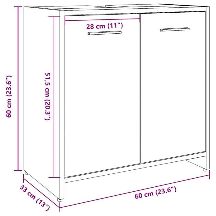 VidaXL Armoire lavabo de salle de bain vieux bois 60x33x60 cm, meuble de lavabo, meuble sous vasque de salle de bain, meuble 856039