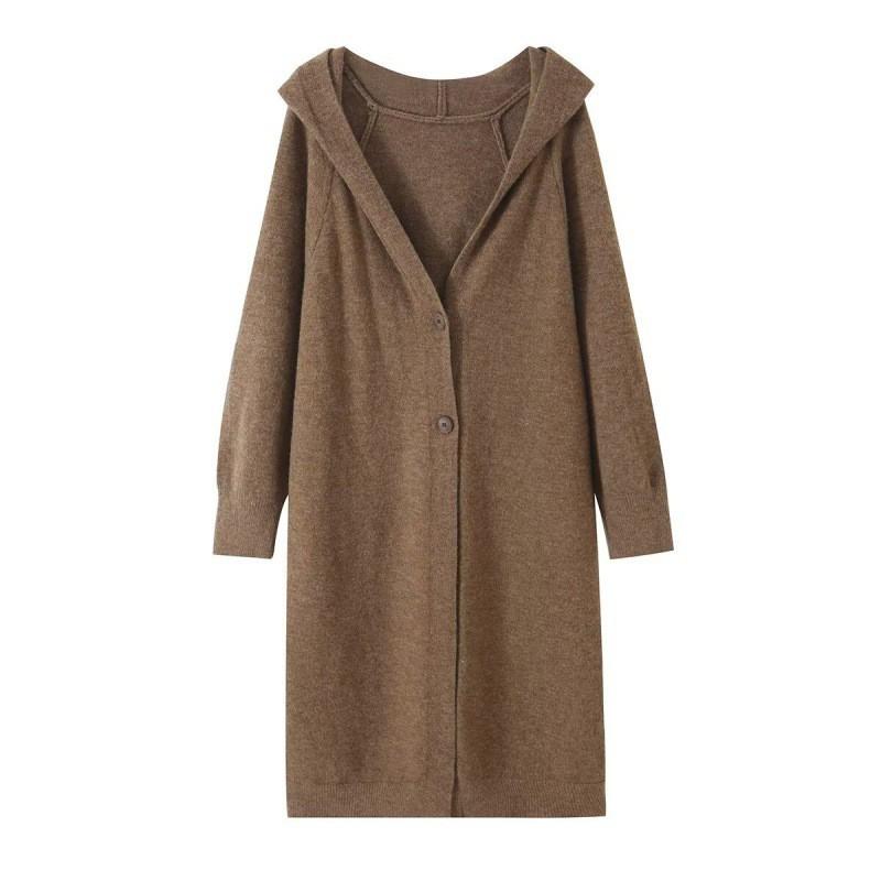 Übergroßer Strick-Kapuzen-Cardigan Langarm Dick Warmer Mantel Damen Herbst Winter 2026 Lockere Passform