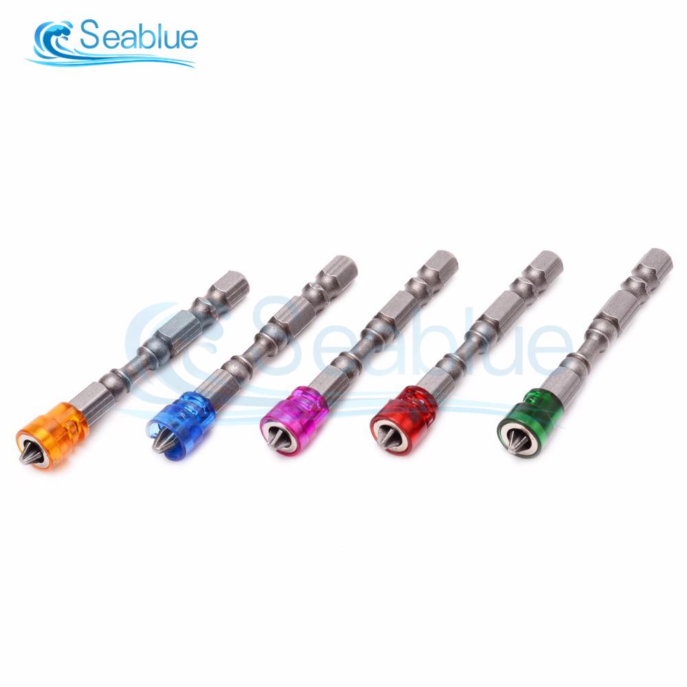 5Pcs/set 65mm Magnetic Drill Screwdriver Bits 1/4 Inch Hex Shank S2 Steel Cross Head Electric Screwdriver Kit
