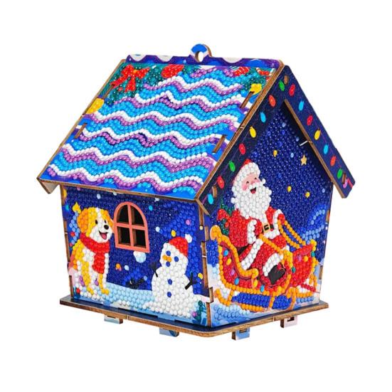 

Набор для раскрашивания стразами пряничного домика своими руками Рождественский 3D пазл из страз Подвесное украшение для начинающих и взрослых Праздничный декор B