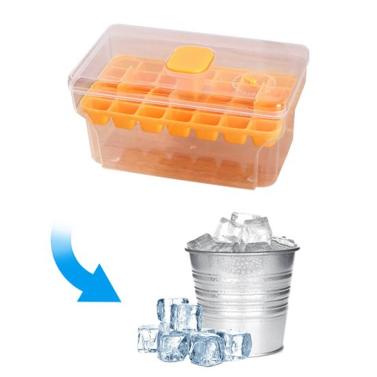 Forma na kostky ledu s víkem Zásobník na kostky ledu do mrazničky Design s horním tlačítkem Opakovaně použitelná forma s lopatkou na led na whisky Koktejl Káva Kuchyň Domácí Bar