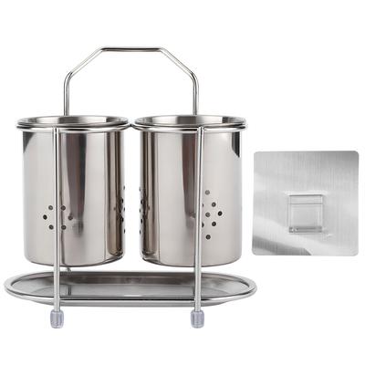 Wandmontiertes 304 Edelstahl Essstäbchen Löffel Aufbewahrung Abtropfgestell Korb Küchenutensilien