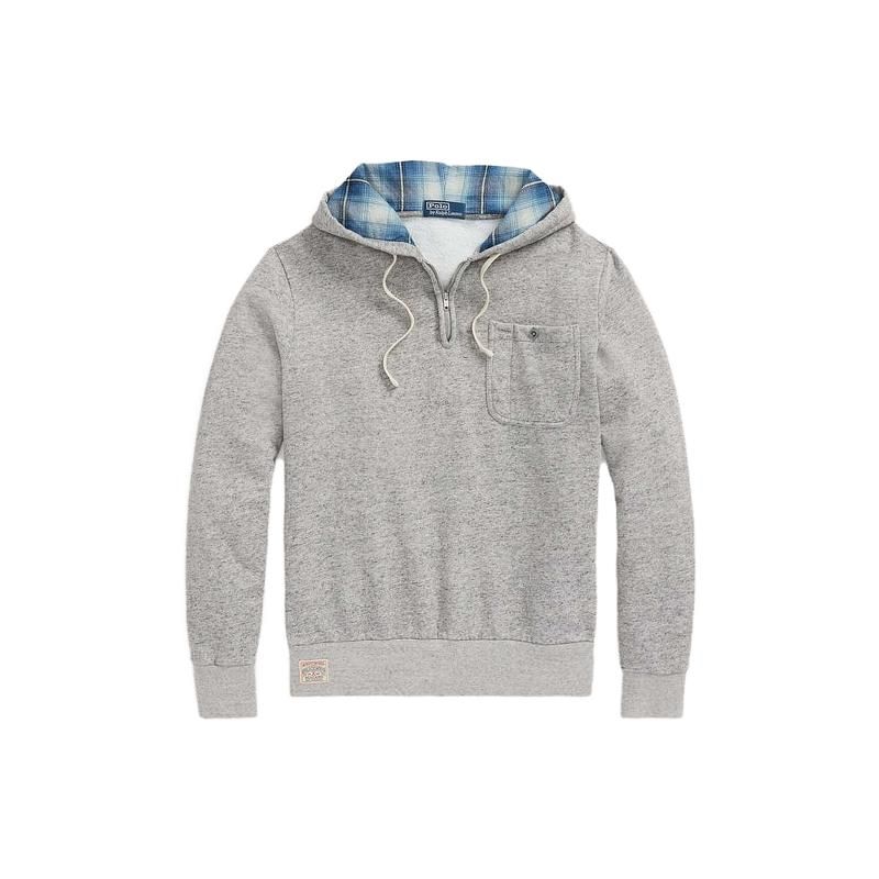 Polo Ralph Lauren Solid Color Drawstring Hooded Long Sleeve Sweatshirt Men sweatshirt Gray 710879071-001