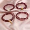 Garnet Cat Double Circle Bracelet Garnet Bamboo Double Circle Bracelet Fashionable Simple Dopamine