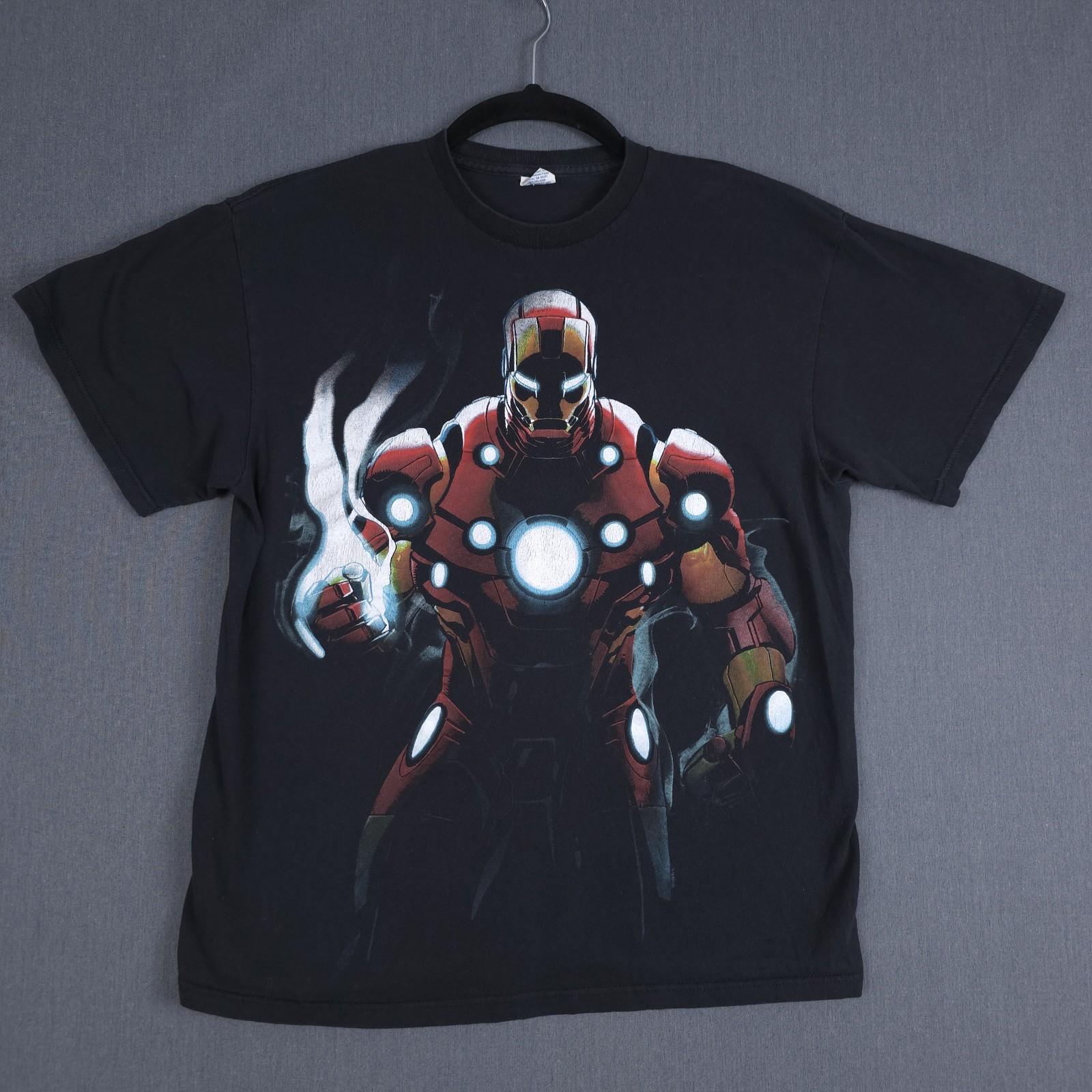 Iron Man Shirt Size Large Black Short Sleeve Graphic Crew Marvel Comics Y2K Unisex T-Shirt L