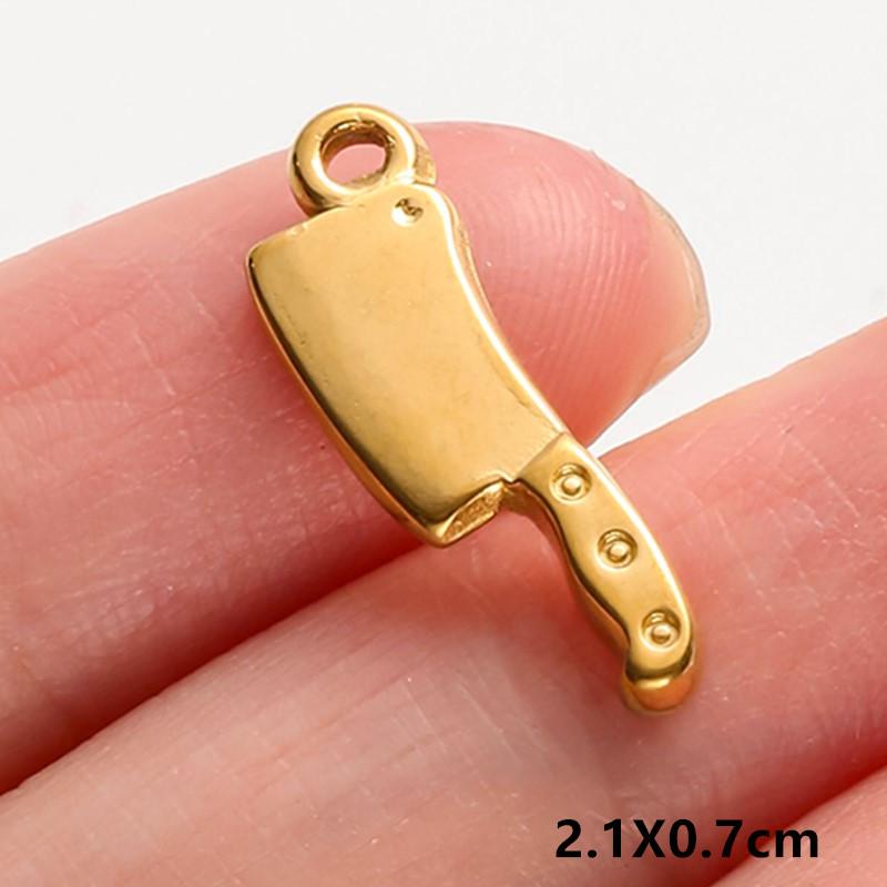6pcs Tools Pendant Sword Gun Axe Real Gold Plated Stainless Steel Charms For Jewelry Making Necklace Keychain Handmade Material
