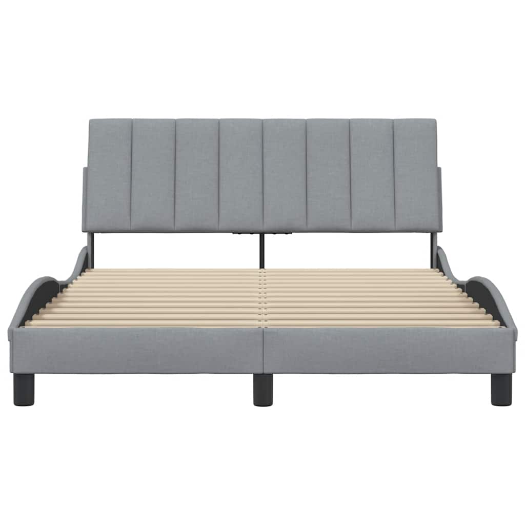 Bed Frame without Mattress  Hanko  Light Grey 140 x 200 cm Fabric