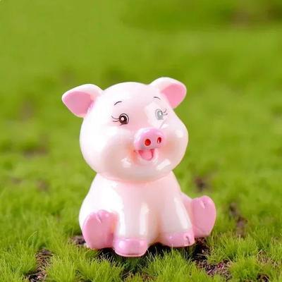 1 Set Kawaii Mini Schweine Puppenhaus Feengarten Landschaft Familienzubehör Wohnzimmer Dekoration