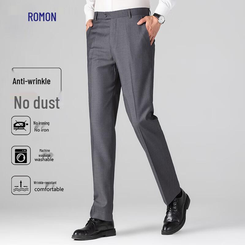 Luomeng Men s High-Waist Business Straight-Leg Trousers 29
