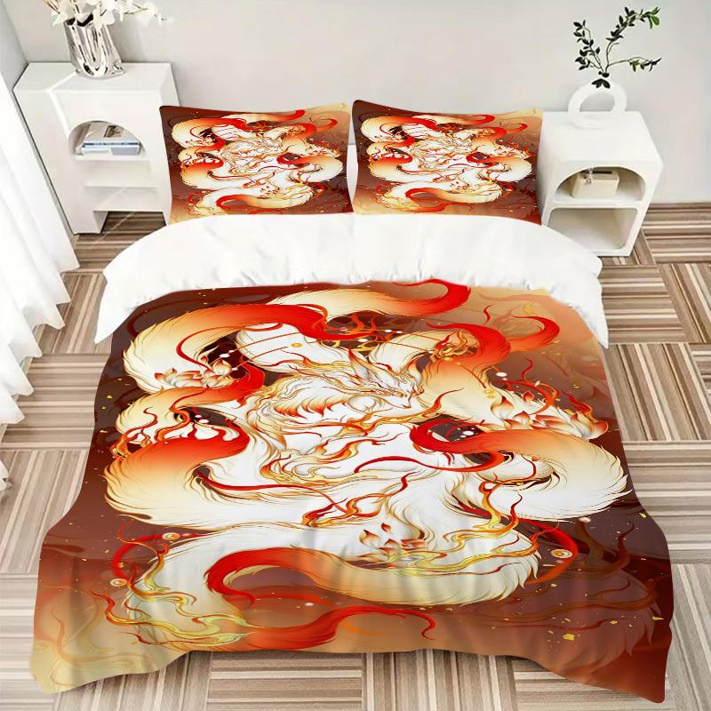 3pcs Phoenix, Mythical Beast Duvet Cover Set, Cover For Bedroom Guest Room (1 Duvet Cover + 2 Pillowcase, Without Quilt),  yy250922237