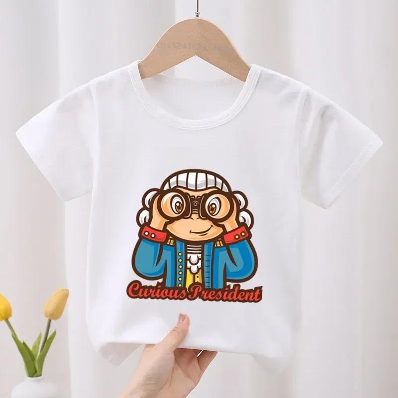 Curious George Roztomilý opičí potisk Dětské tričko Dětské oblečení Letní Oblečení pro holčičky Chlapecká trička s krátkým rukávem