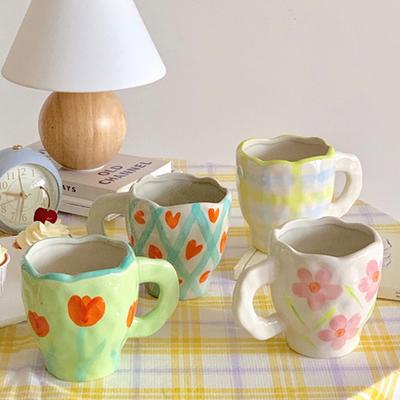 300ml Hand-painted Ceramic Coffee Mug Milk Juice Cup  Home Office Water Breakfast Microwave Safe Ms Creative Gift Tea