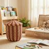 Wicker Striped Storage Basket  Laundry Basket  Woven Basket Household Childrens Room Toy Organizing And Storage Box
