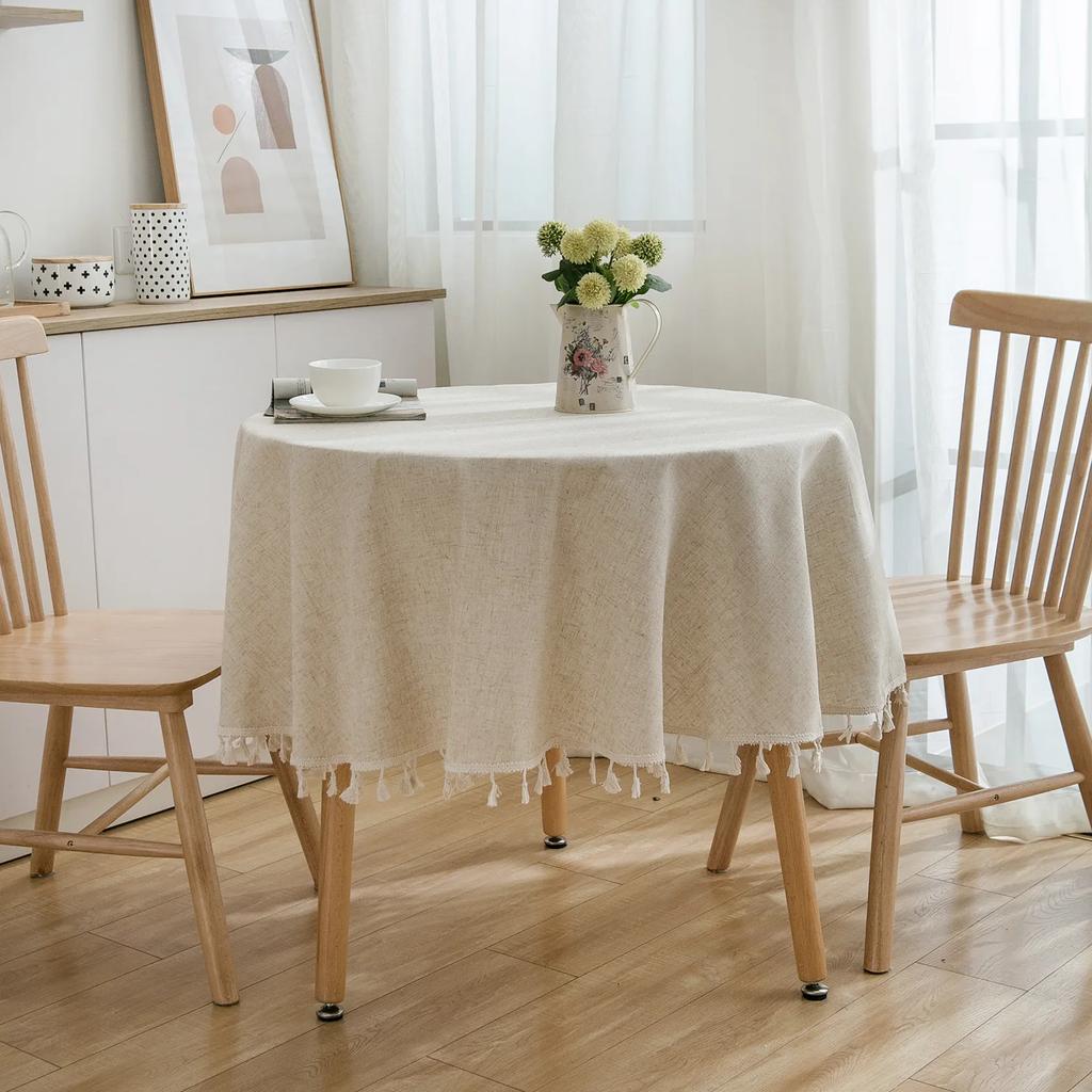 Plaid Cotton Linen Round Tablecloth Wedding Hotel Banquet Cloth Table Cover Indoor Dining Room Kitchen Outdoor Decor Manteles