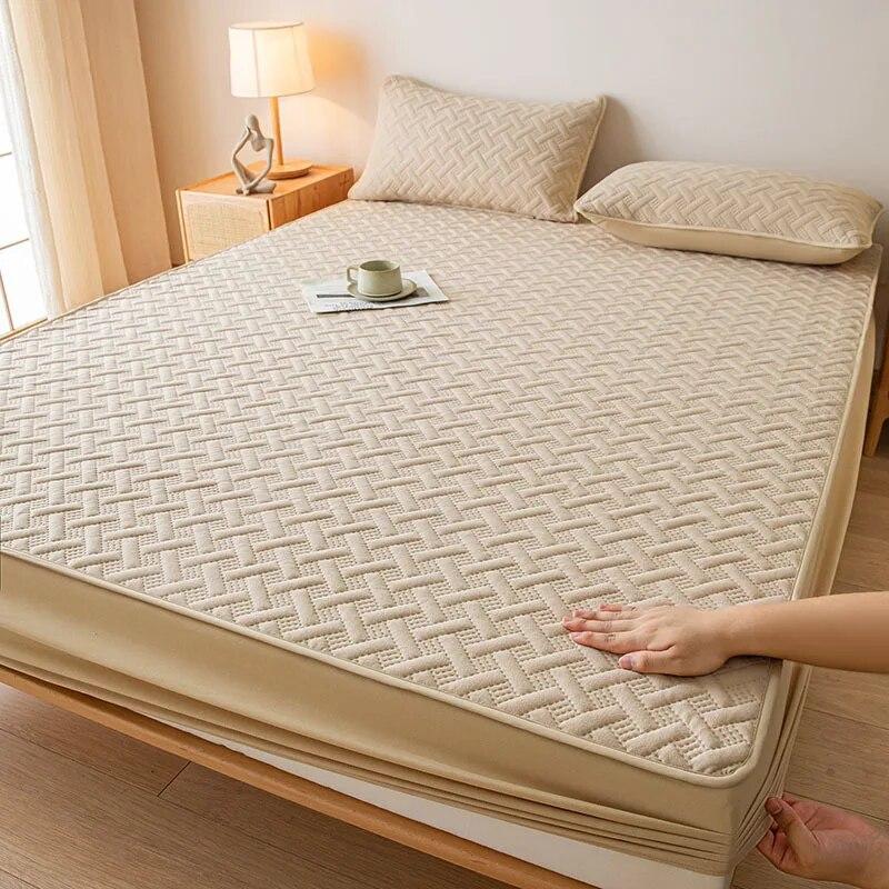 

Утолщенное вязаное хлопковое покрывало на кровать, противоскользящий защитный чехол для матраса, фиксированный шестисторонний чехол для постельного белья «все включено» 200x220x30cm