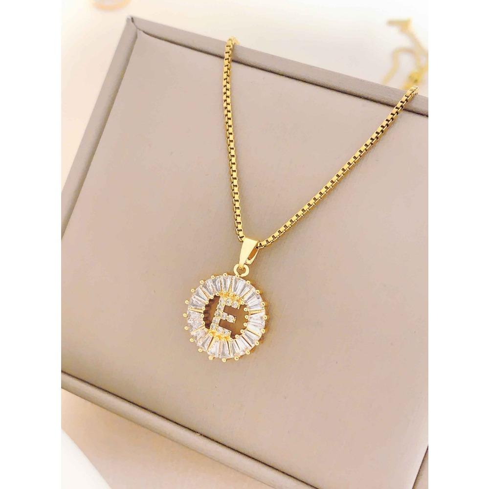 Necklace Does Not Fade, Women's Summer Square Circle Letter Necklace, Titanium Steel Necklace, Versatile High-end Clavicle Chain