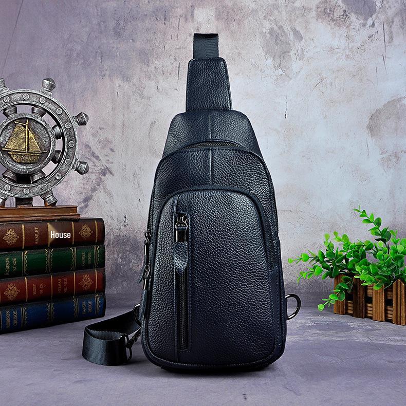 

Men s Retro Outdoor Chest Bag - Top Grain Oil Wax Leather, 12-inch Phone Crossbody (Model XB8005)