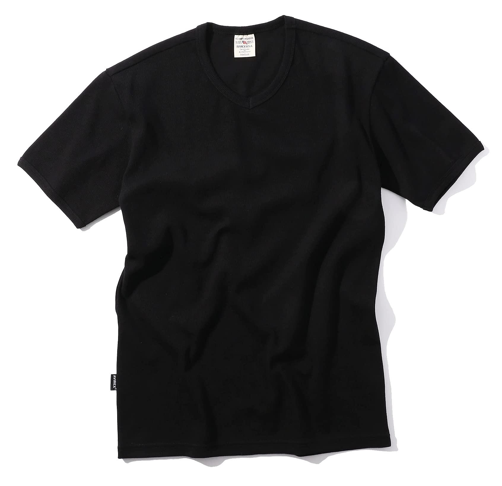 Avirex Official Short Sleeve and Daily Rib Size Black (Antibacterial) Odor-Resistant V-Neck Tee, Men s XL, 6143501,