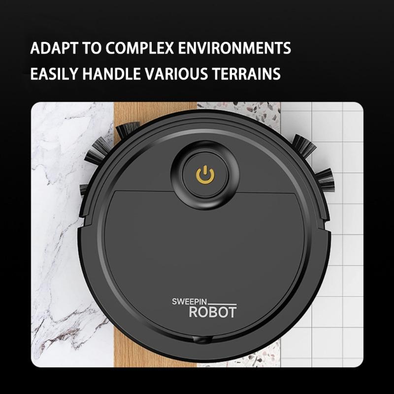 Thin Robot Cleaner with Triple Function Sweeping Scrubbing Vacuuming USB Rechargeable Battery Quiet Household Appliance