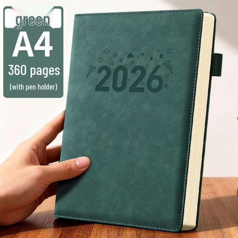 Large A4 Leather Office Notebook - Extra Thick Diary for Business Meetings